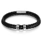 Braided Leather Men Bracelet with 2 names