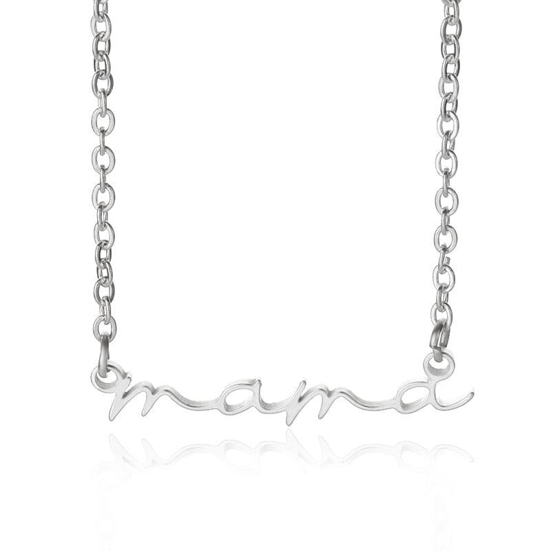 Dainty Mama Necklace in silver color