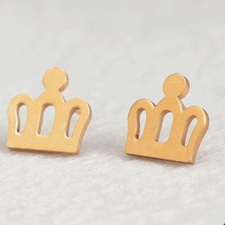 Crown Stud Earrings in gold color