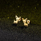 Chihuahua Stud Earrings in Gold color on black background