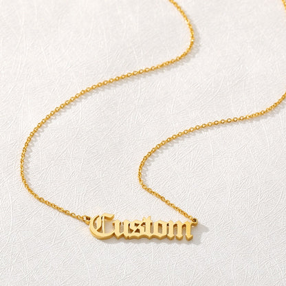 Gothic Name Necklace on gold color