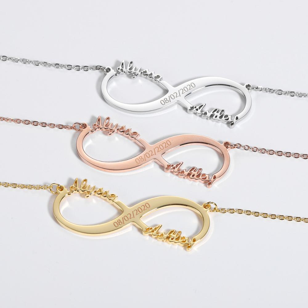 Personalized Infinity Necklaces  in three colors