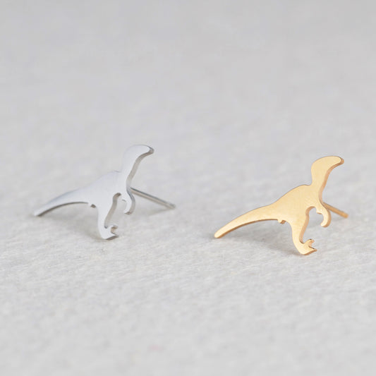 Dinosaur Earrings in Gold and Silver