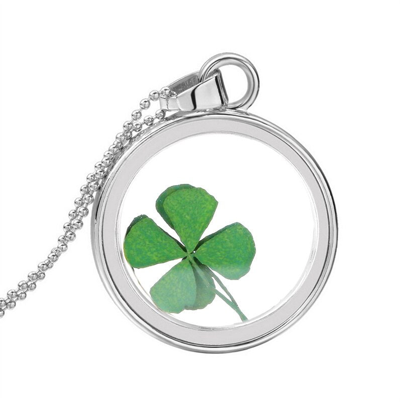 4 leaf clover necklace silver colour