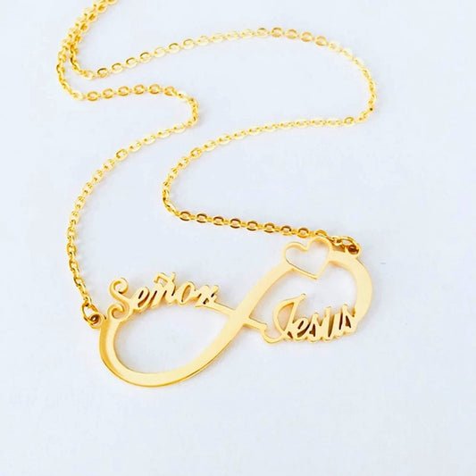 Custom Two Names Necklace in gold color