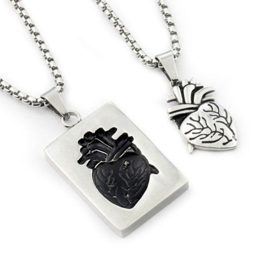 Puzzle Heart Necklace Set (silver color)