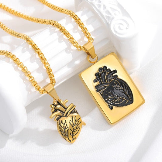 Puzzle Heart Necklace Set (gold color)