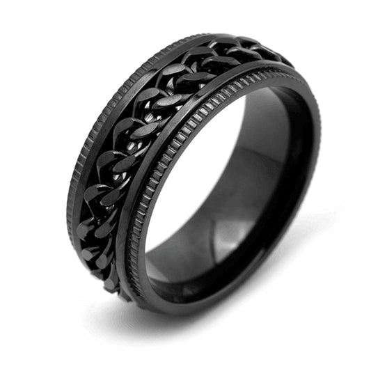 Black Fidget Ring With Chain